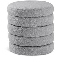 Meridian Furniture Aphia Grey Boucle Fabric Ottoman/Stool