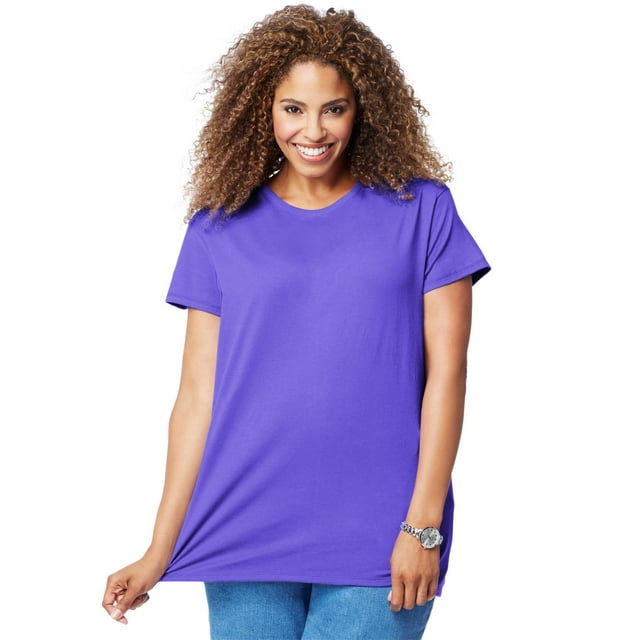 Just My Size T-Shirt Col Rond à Manches Courtes en Jersey de Coton pour Femmes, 4X, Violet Pétale