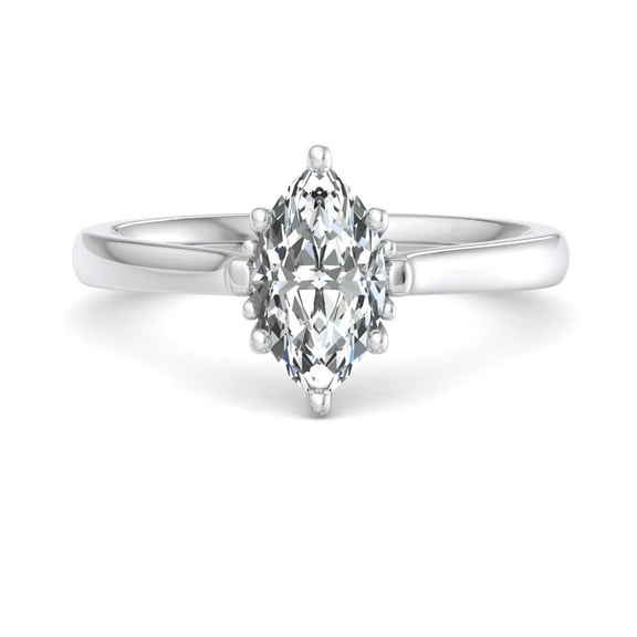 Empire Jewelry 2.3 Ct Marquise Cut Moissanite Ring - 14K White Gold Plated Solitaire Ring for Women - Chic Engagement Jewelry Gift for Her - Daily Wear Diamond Ring