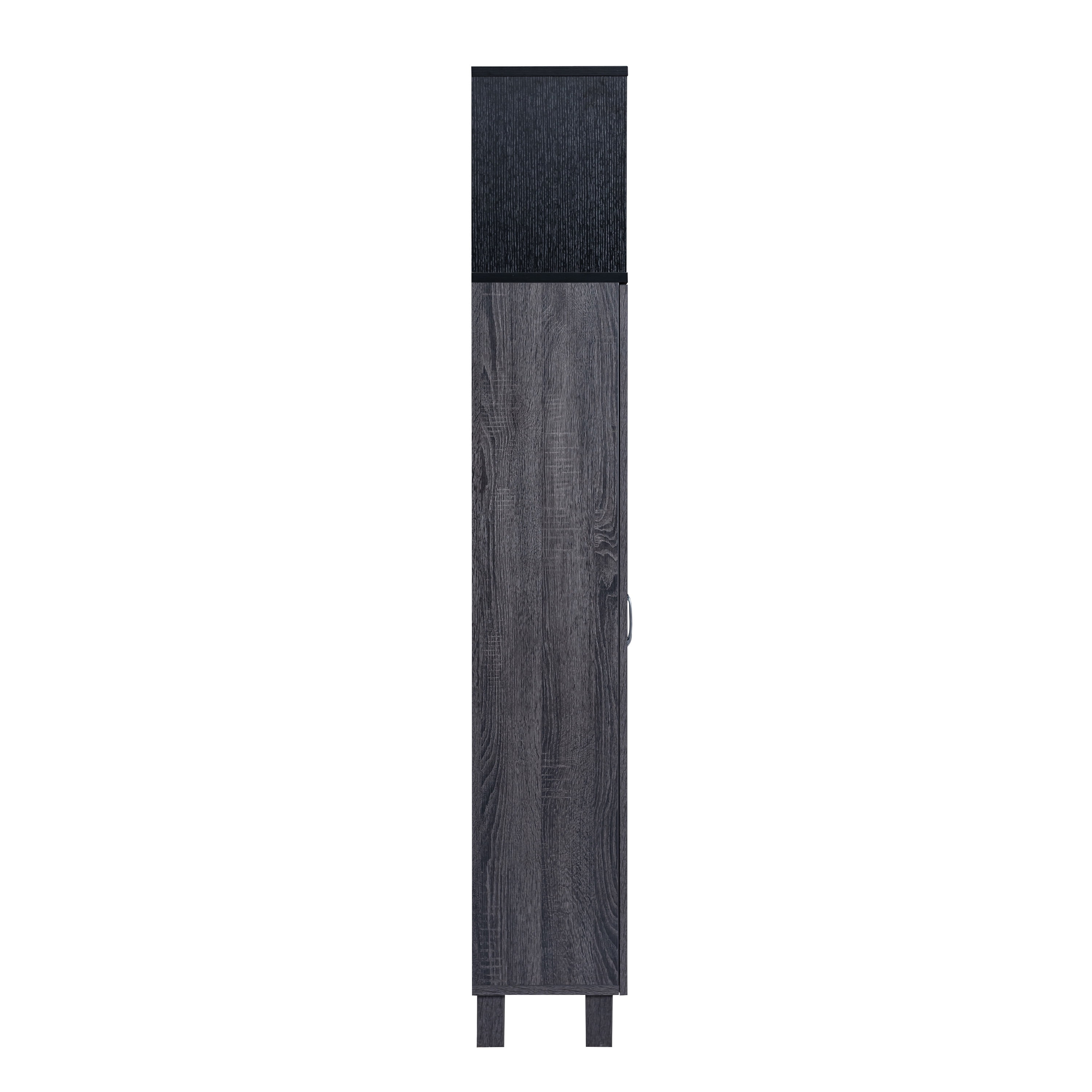 Furniture of America Audie Wood 5-Shelf Pantry Cabinet, Gray and Black