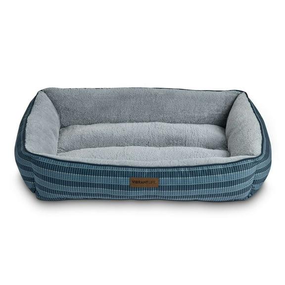 Vibrant Life Extra Large Dog Bed, Bolster Bed for Large Dogs, Extra Large, 42" x 32", Blue