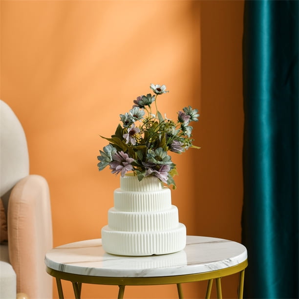 Jarrón de imitación de plástico esmaltado, arreglo floral para sala de estar, decoración de mueble de TV, decoración de flores secas, maceta, utensilio para flores