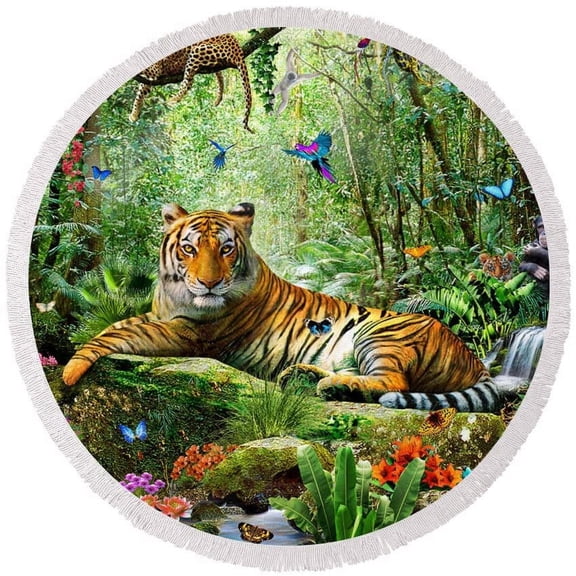 TNCT's Beautiful Tiger Edible Icing Image Cake Topper-8 Inch Round or Larger