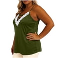 thumbnail image 4 of TEAJOPSUU Women's Plus Size Cami Tops Spaghetti Straps V Neck Sleeveless Tank Tops Trendy Lace Trim Crisscross Front Solid Summer Camisole Shirts Olive Green, 4 of 7