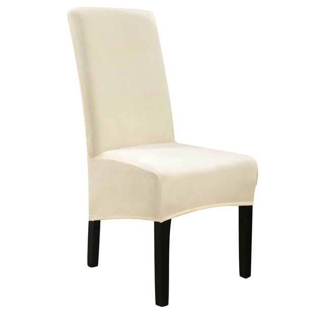 DYstyle Large Stretch Velvet Dining Chair Slipcover (Set of 4, Beige