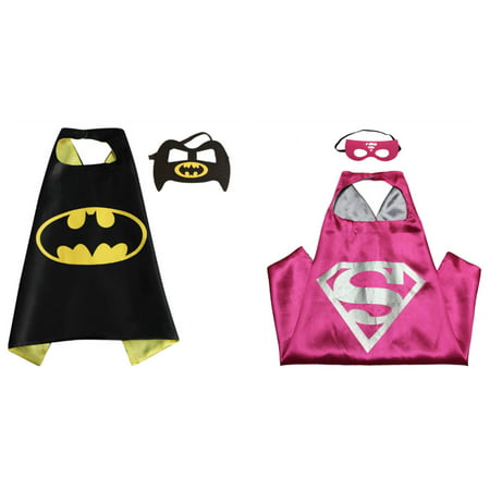 Supergirl & Batman Costumes - 2 Capes, 2 Masks with Gift Box by Superheroes