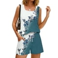 thumbnail image 5 of BOMYJESK 2 Piece Sets for Women Casual Sleeveless Tank Floral Print Matching Cute Lounge Short Sets Plus Size Elastic Waisted Travel Outfits with Pocket Spring White XXXL, 5 of 8