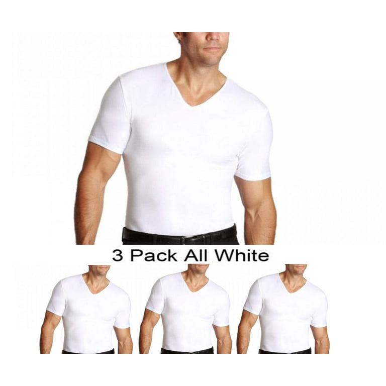 Men's Insta Slim VS0001 Slimming Compression V-Neck T-Shirt (Nude L) 
