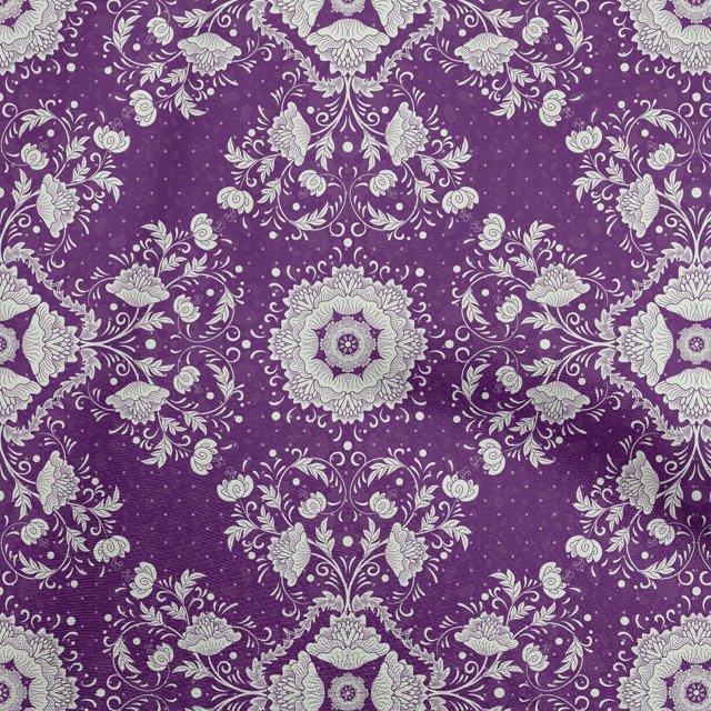 oneOone Cotton Poplin Purple Fabric Asian Block Tile Craft Projects Decor Fabric Printed By The Yard 42 Inch Wide
