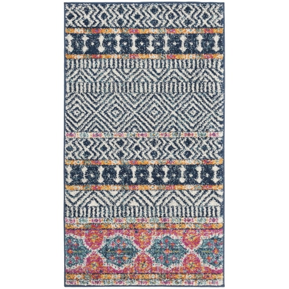SAFAVIEH Madison Kandace Abstract Area Rug, Navy/Ivory, 2'3" x 4'