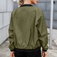 thumbnail image 4 of WTOBBY Women's Zipper Pocket Jacket Long Sleeve Solid Color Lightweight Outerwear Casual Loose Fit Comfortable Street Style with Front Pockets for Spring Fall Daily Wear,Army Green L, 4 of 6