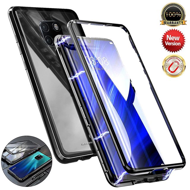Funda magnética compatible con Huawei Mate 20 Pro, cubierta protectora de vidrio templado transparente de doble cara