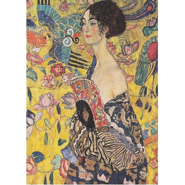 Puzzles for Adults 1000/500/300 Pieces Gustav Klimt Lady with Fan Thick Sturdy Cardboard Jigsaw Puzzle Interactive Family Game 26s