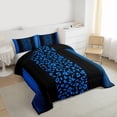 thumbnail image 3 of Homewish Navy Leopard Print Bedding Comforter Set for Female, Chic Stripe Abstract Twin Comforter Sets, Modern Fashion Art Reversible Bedding Set, Lightweight Room Decor, 2pcs, 3 of 8