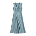 thumbnail image 6 of ChaoHeng Dresses for Women Maxi for 2026 Spaghetti Strap Sleeveless Flowy Solid Casual for Light Blue M, 6 of 7