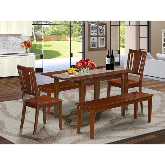 East West Furniture 5  PC  dinette  set  for  small  spaces  -  Table  plus  2  Kitchen  Chairs  and  2  Benches