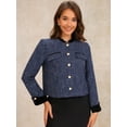thumbnail image 2 of DARING DIVA Tweed Blazer Vintage Button Work Office Short Jacket XS Blue, 2 of 6