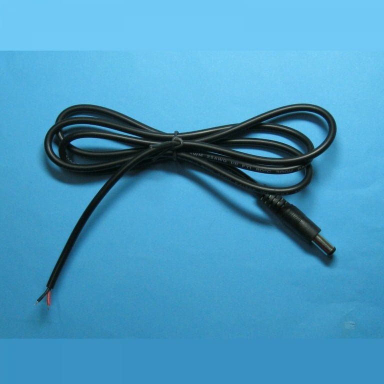 22 AWG 12V DC Power Cable Male to Male Plug 2.1 x 5.5mm 2 ft.