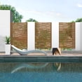 thumbnail image 2 of MAYEERTY 72×47" Outdoor Brown Metal Privacy Panel Screen for Backyard & Garden, Shadow Play Pattern, 2 of 9