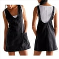 thumbnail image 2 of Minivestido Vaquero para Mujer, con Tirantes Ajustables, Falda Alta, Informal, Tipo Enterito Vaquero. Negro M, 2 of 7