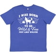 thumbnail image 3 of Inktastic I Was Born to Be Wild and Free with Wolf and Mountains Youth T-Shirt, 3 of 5