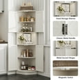 thumbnail image 3 of Vabches Farmhouse 64.8" Tall Corner Cabinet with 4 Doors and 5 Storage Shelves, Corner Storage Cabinet for Kitchen, Living Room, White, 3 of 9