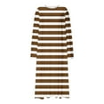 thumbnail image 6 of Women's Long Nightgown Nighties Stripes Nightdress Nightshirts Long Sleeve Soft Cotton Sleep Dress Home Wear Pajamas Brown XL, 6 of 6