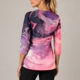 thumbnail image 4 of Scrub Tops Women Print Premium Vintage Nurse Uniforms Fashion 3/4 Sleeve V Neck Gradient Side Slits Scrub Tops Breathable Medical Workwear with Pockets Pink 2XL, 4 of 6