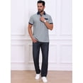 thumbnail image 2 of DARING DIVA Men's Short Sleeve Western Retro Stretch Color-Block Polo Shirts 2XL Gray, 2 of 7