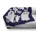 thumbnail image 3 of Ghost Soft Flannel Fleece Throw Blanket, Scary Ghost Characters Drawn in Cartoon Style with Boo Texts Pattern, Cozy Plush for Indoor and Outdoor Use, 50" x 60", Dried Rose Indigo, by Ambesonne, 3 of 6