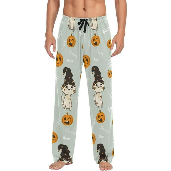 GZHJMY Halloween Cat Pajama Pants For Men, Men's Separate Bottoms, Lounge Pants with Pockets, Christmas New Year Birthday Gifts, X-Large, Christmas New Year Birthday Gifts, X-Large