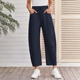 thumbnail image 2 of Women's Casual Pants Elastic Waist Loose Fit Drawstring Ankle Length Comfortable Summer Fall Everyday Wear, 2 of 5