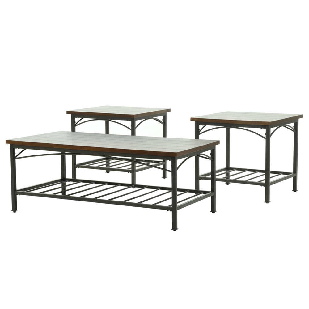 Industrial Style Utility 3 Pieces Coffee Table Set One Cocktail Table