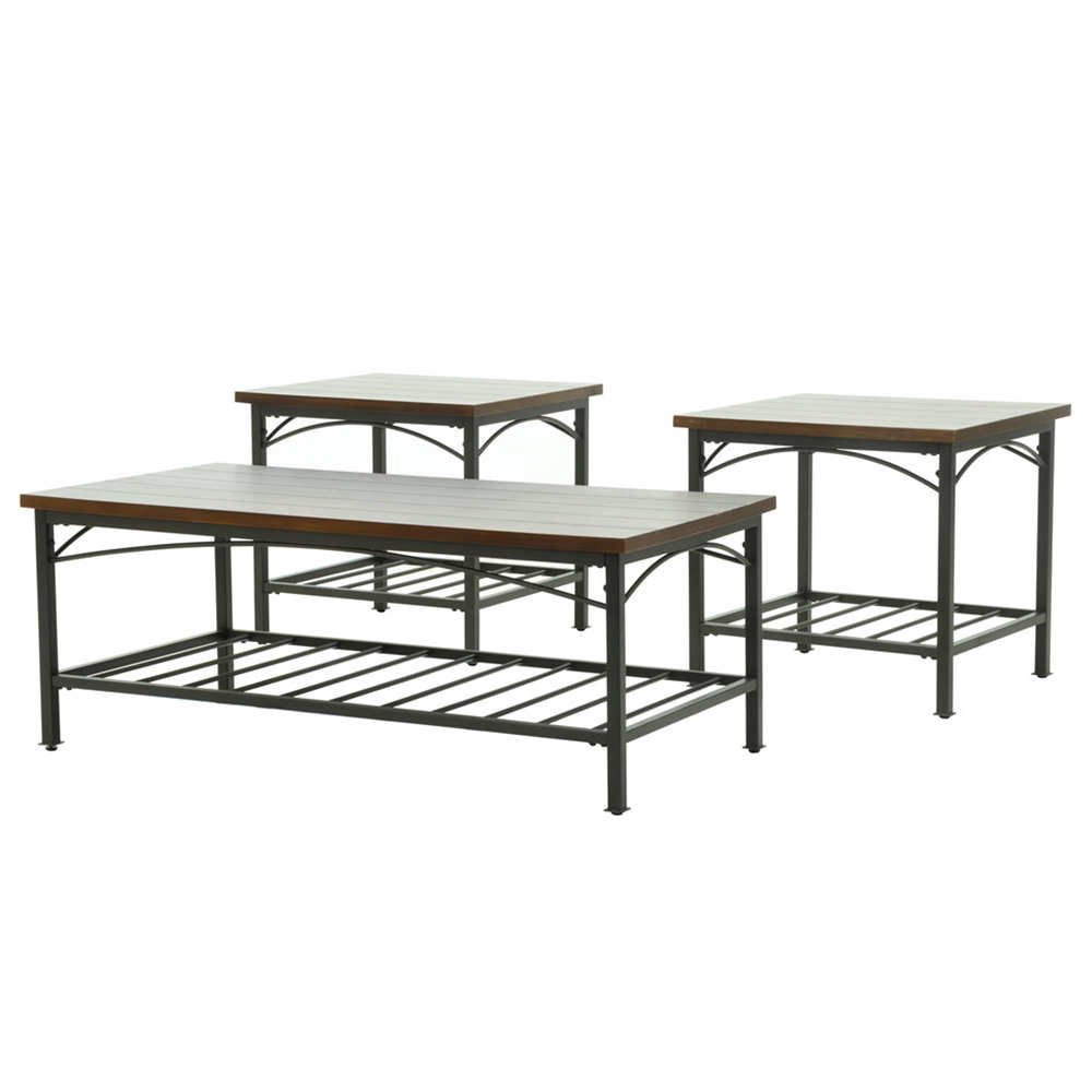 Industrial Style Utility 3 Pieces Coffee Table Set One Cocktail Table