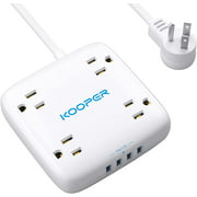 Power Strips with USB, KOOPER Surge Protector with 4 Widely Spaced Outlets, 4 USB Ports, 4.5A Wall Mountable 4.5 FT Extension