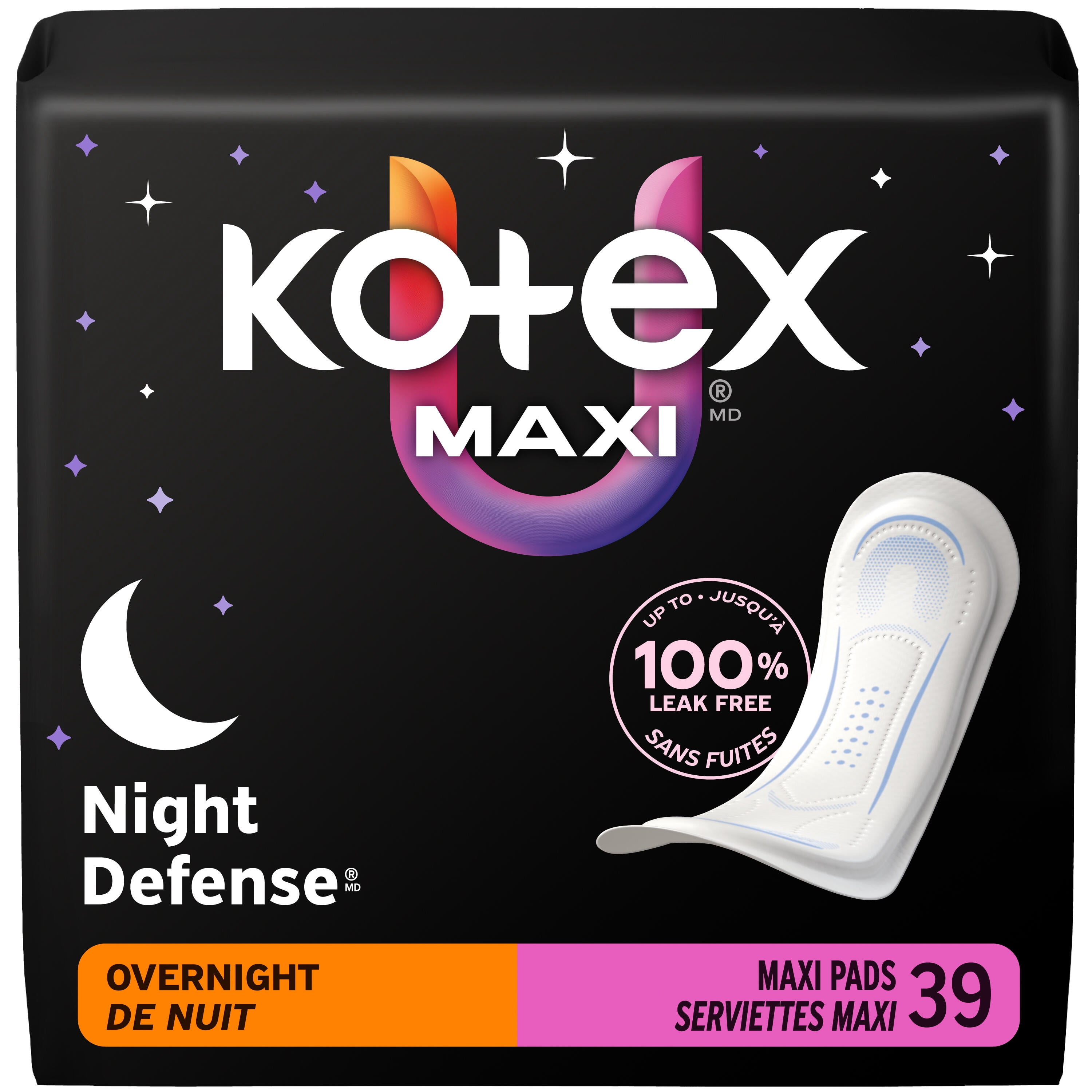 Serviettes maxi de nuit Kotex, 39 unités