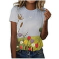 thumbnail image 1 of Birdeem T-Shirt Décontracté à Manches Courtes Imprimé Plissé Col Rond Ample pour Femmes, 1 of 1