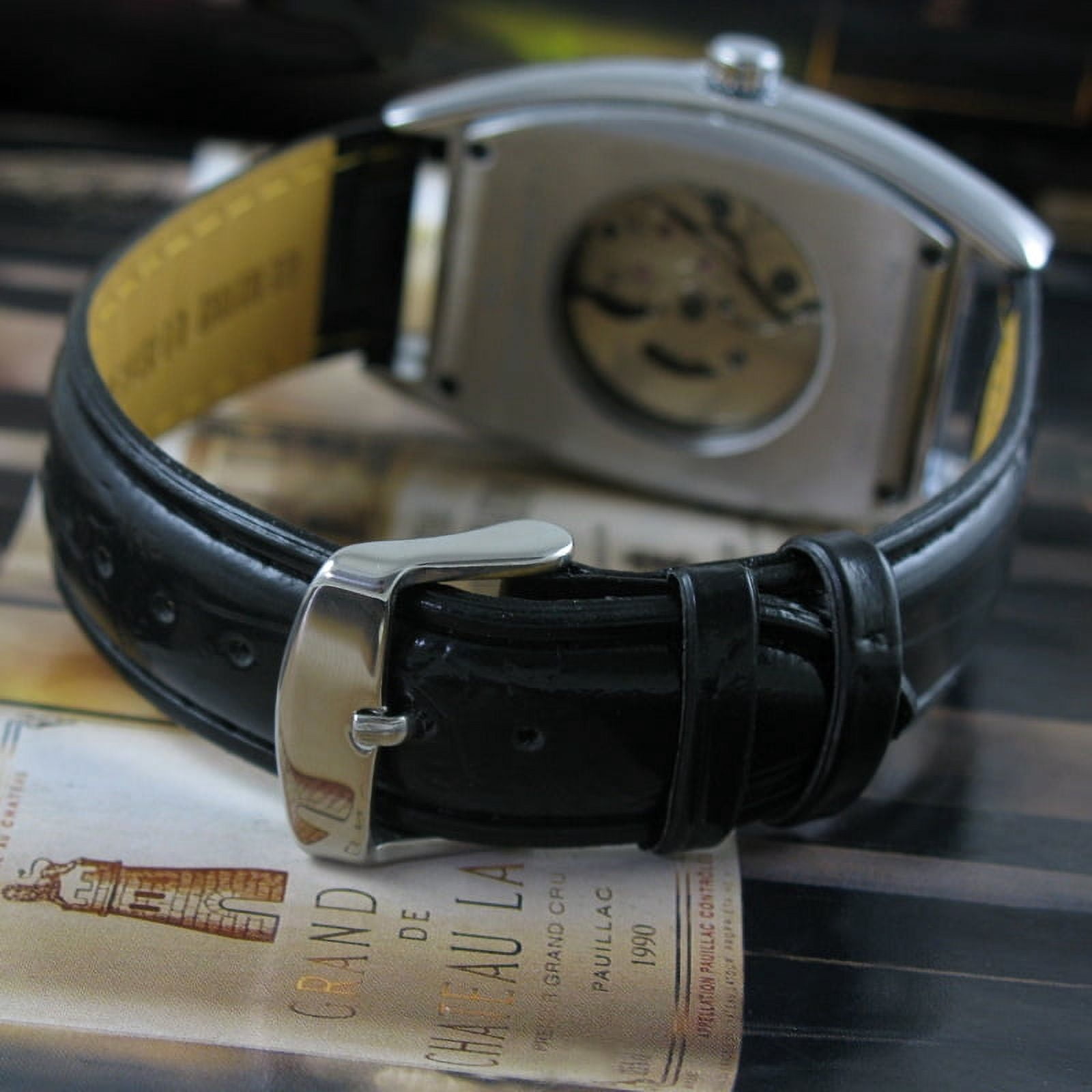 Mens Selfwinding Automatic Mechanical Watch Sports Black Leather Date Male Wristwatch