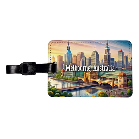 Melbourne, Australia Travel City Country Stamp Faux Leather Travel Luggage Tag