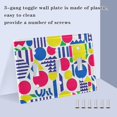 thumbnail image 3 of Yayeee Toggle Light Switch Wall Plate 2-Gang 4.56"x4.48" Decorative Outlet Cover, Red Retro Shapes, 3 of 7