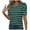 Green, variant on Women Summer Fashion Bubble Sleeve Striped T Shirt V Neck Soft Breathable Casual Wear