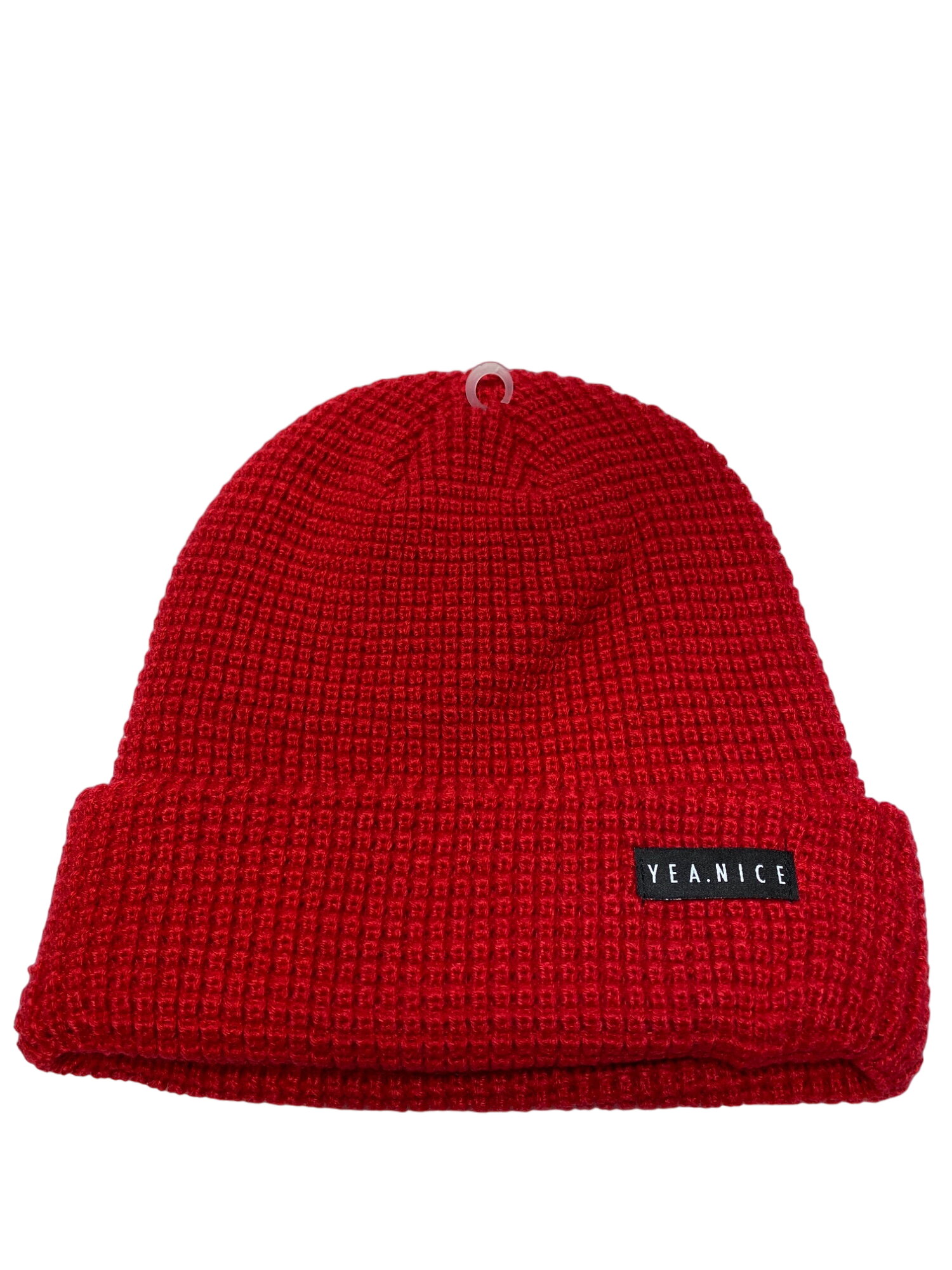 Yea.Nice Beanie Soft Acrylic Electric Green Folded Waffle Weave 