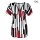 thumbnail image 2 of Qarigey Camiseta de mujer con cuello en V y rayas en la parte de manga corta con cremallera blusa delgada Prendas para la parte del cuerpo Rojo 5XL, 2 of 4