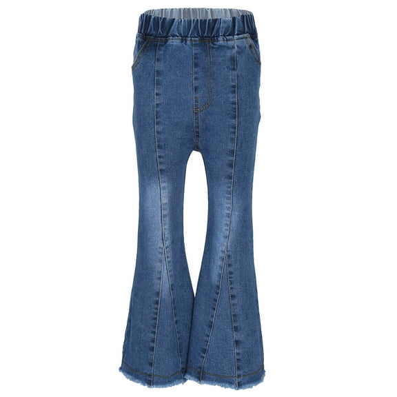 Aislor Kids Girls Cotton Denim Jeans Bell Bottom Washed Pants