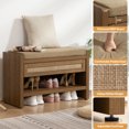thumbnail image 4 of Rattan Shoe Bench Entryway Shoe Rack with Storage Organizer Drawer and Cushion, 4 of 8