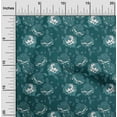 thumbnail image 1 of oneOone Polyester Lycra Bleu Sarcelle Foncé Feuilles & Floral Artistique Robe Tissu Matériel Tissu Imprimé par la Cour 56 Pouces de Large, 1 of 4