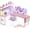 Pink, variant on 53 Inch L Shaped Desk with LED Lighting, Reversible Gaming Desk with Power Outlets, Cornor Computer Table with Storage Shelves & Bag & Iron Hook, Home Office Table for Writing, Study, Pink
