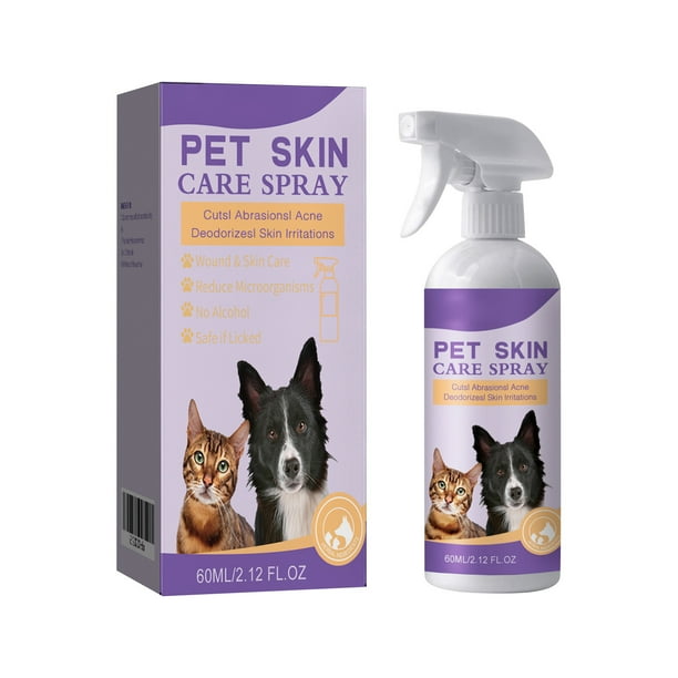 Cheap!Spray para aliviar la piel de mascotas de 60ml,alivia la picazón de la piel de perros y gatos,elimina ácaros,alivia la picazón y limpia