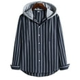 thumbnail image 2 of WILLBEST Long Sleeve Shirts for Men Men's Casual Geometric Stripe Print Shirt Long Sleeve Single Hooded Shirt, 2 of 2