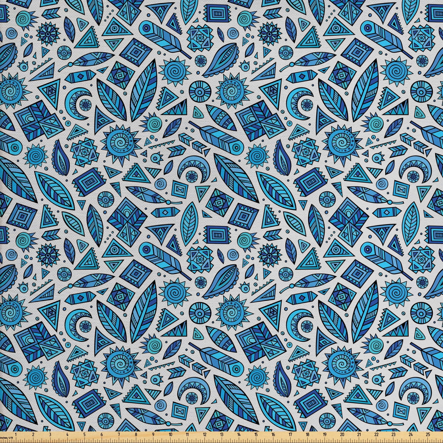 Ethnic Fabric by The Yard, Tribal Bohemian Pattern with Various Folk